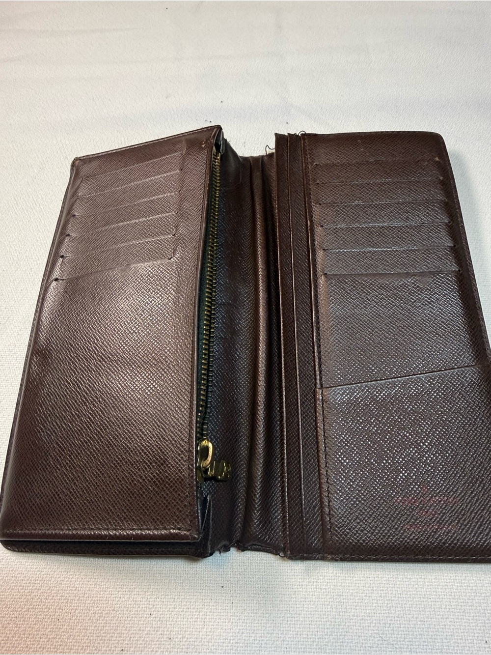🏥LOUIS VUITTON ***Damaged***LV Brazza Long Wallet N60017 Damier Ebene Brown - Picture 7 of 12
